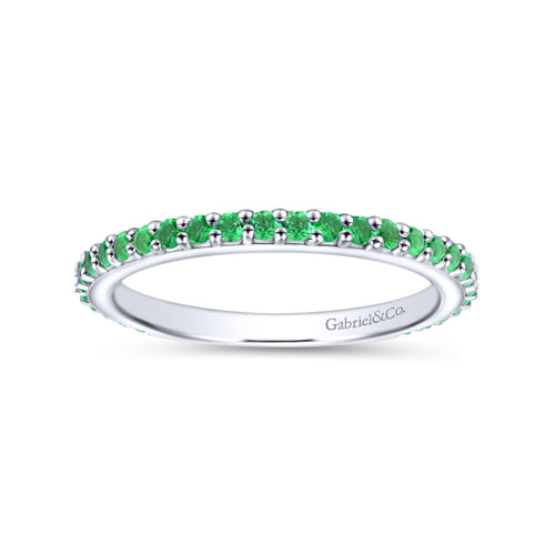 14K White Gold EmeraldStackable Ladies Ring