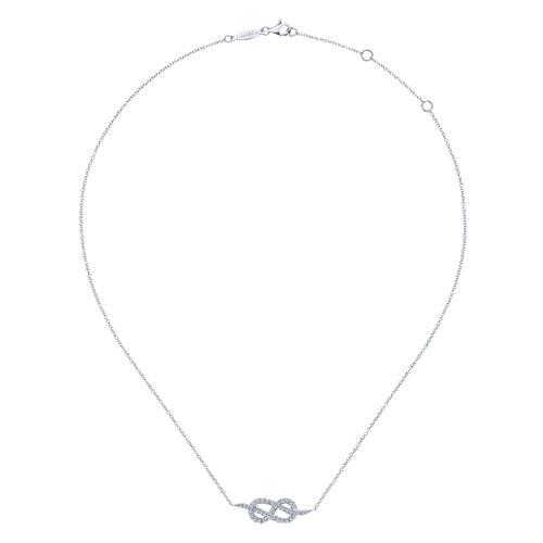14K White Gold Eternal Love Infinity Diamond Pendant Necklace
