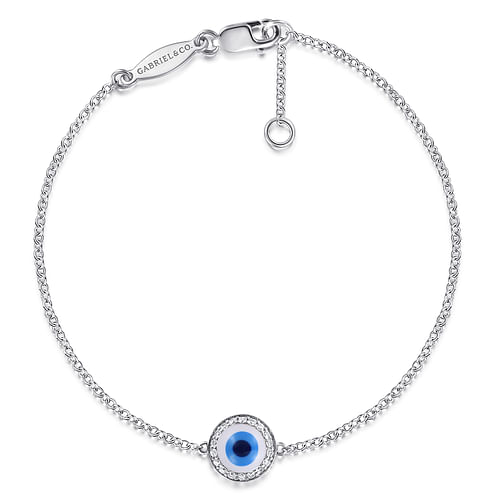 14K White Gold Evil Eye Bracelet