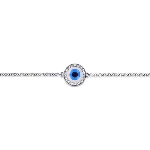 14K White Gold Evil Eye Bracelet