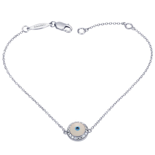 14K White Gold Evil Eye Bracelet