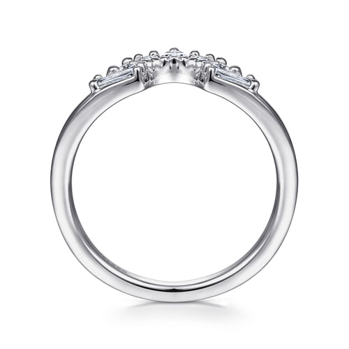 14K White Gold Fancy Diamond Cut Curved Anniversary Band