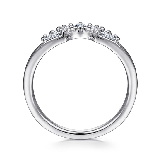 14K White Gold Fancy Diamond Cut Curved Anniversary Band angle 2 14K White Gold Fancy Diamond Cut Curved Anniversary Band angle 2