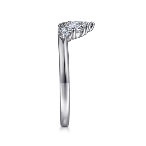 14K White Gold Fancy Diamond Cut Curved Anniversary Band