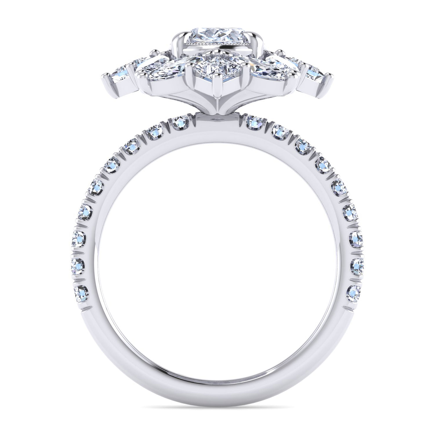 14K White Gold Fancy Halo Oval Diamond Engagement Ring