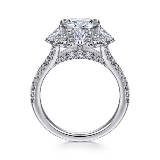 14K White Gold Fancy Halo Princess Cut Diamond Engagement Ring angle 2