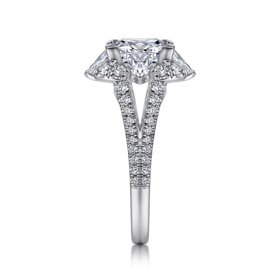 14K White Gold Fancy Halo Princess Cut Diamond Engagement Ring angle 5