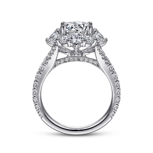 14K White Gold Fancy Halo Round Diamond Engagement Ring