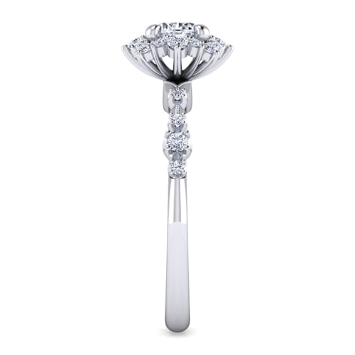 14K White Gold Fancy Halo Round Diamond Engagement Ring