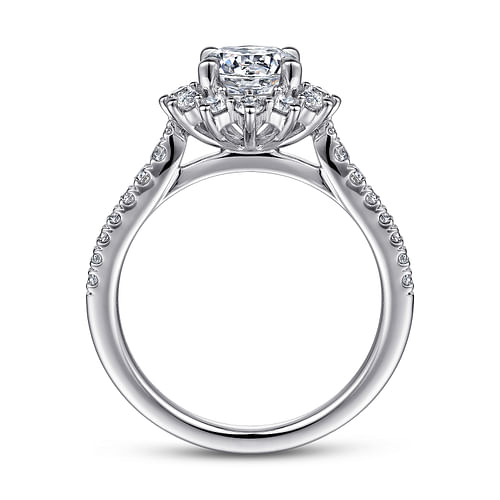 14K White Gold Fancy Halo Round Diamond Engagement Ring