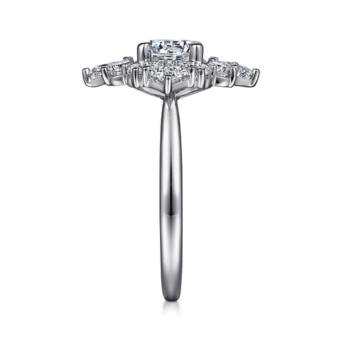 14K White Gold Fancy Halo Round Diamond Engagement Ring