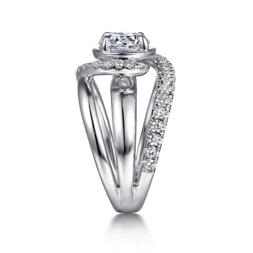 14K White Gold Fancy Halo Round Diamond Engagement Ring