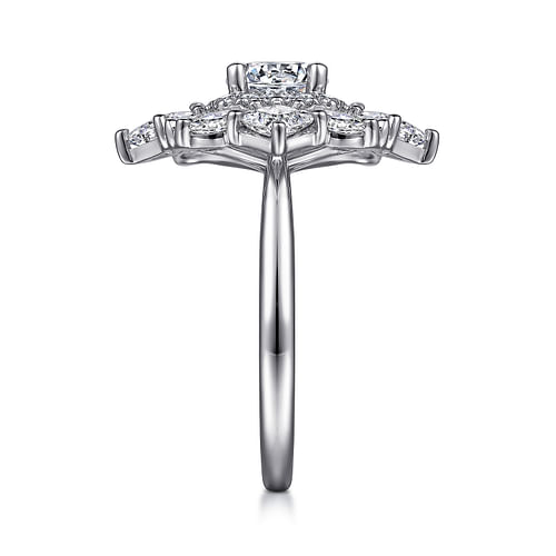 14K White Gold Fancy halo Round Diamond Engagement Ring