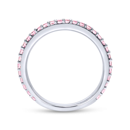 14K White Gold Fashion Pink Created Cubic Zirconia Stackable  Ladies Ring