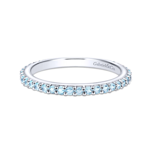 14K White Gold Fashion Pink Created Zircon Stackable  Ladies Ring