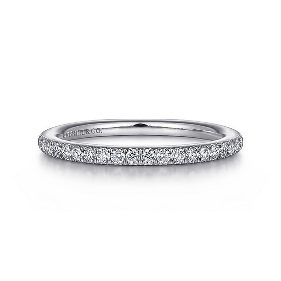 Gabriel - 14K White Gold Fishtail Pavé Diamond Wedding Band