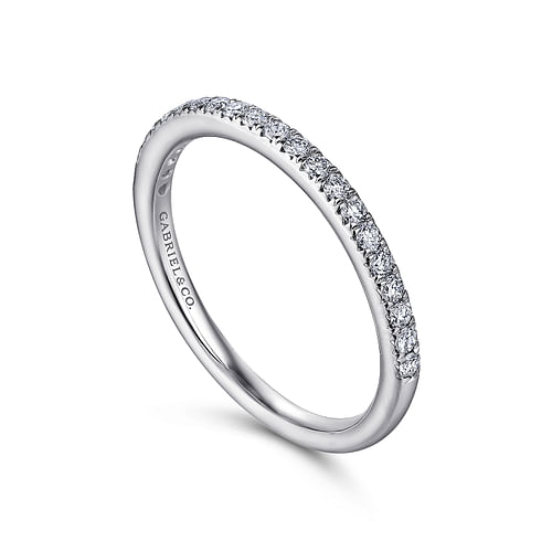 14K White Gold Fishtail Pavé Diamond Wedding Band