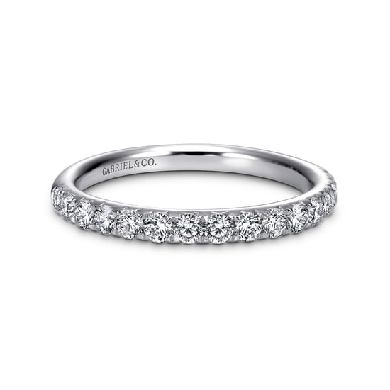 Gabriel - 14K White Gold Fishtail Pavé Diamond Wedding Band