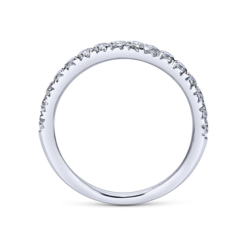 14K White Gold Fishtail Pavé Diamond Wedding Band