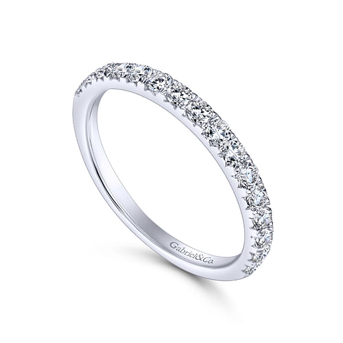 14K White Gold Fishtail Pavé Diamond Wedding Band