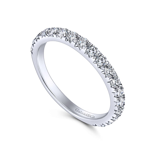 14K White Gold Fishtail Pavé Diamond Wedding Band