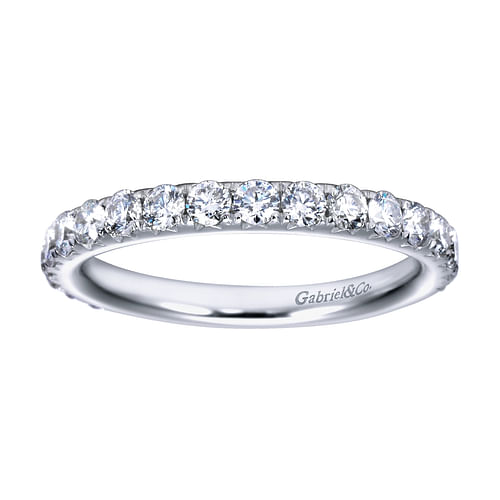 14K White Gold Fishtail Pavé Diamond Wedding Band