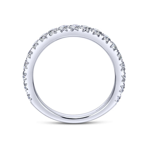 14K White Gold Fishtail Pavé Diamond Wedding Band