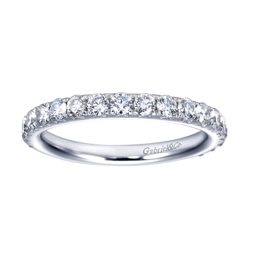 14K White Gold Fishtail Pavé Diamond Wedding Band