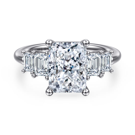 Gabriel - 14K White Gold Five Stone Radiant Cut Diamond Engagement Ring Gabriel - 14K White Gold Five Stone Radiant Cut Diamond Engagement Ring