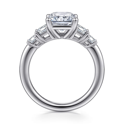 14K White Gold Five Stone Radiant Cut Diamond Engagement Ring
