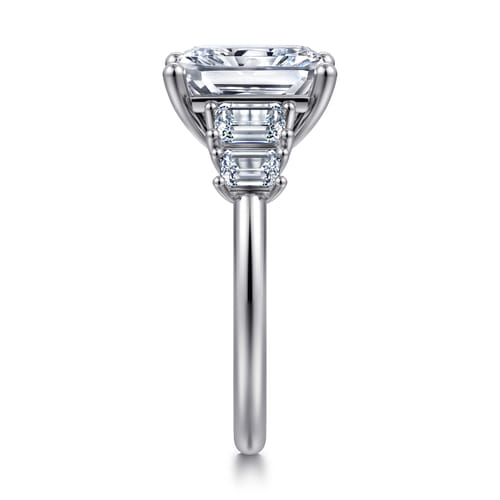 14K White Gold Five Stone Radiant Cut Diamond Engagement Ring