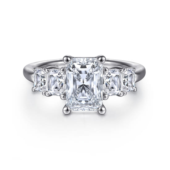 Gabriel - 14K White Gold Five Stone Radiant Cut Diamond Engagement Ring Gabriel - 14K White Gold Five Stone Radiant Cut Diamond Engagement Ring
