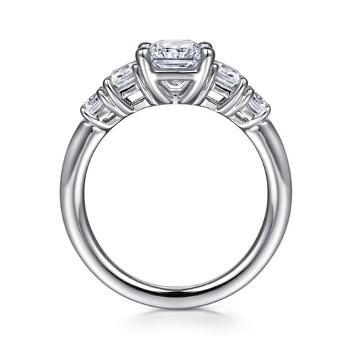 14K White Gold Five Stone Radiant Cut Diamond Engagement Ring