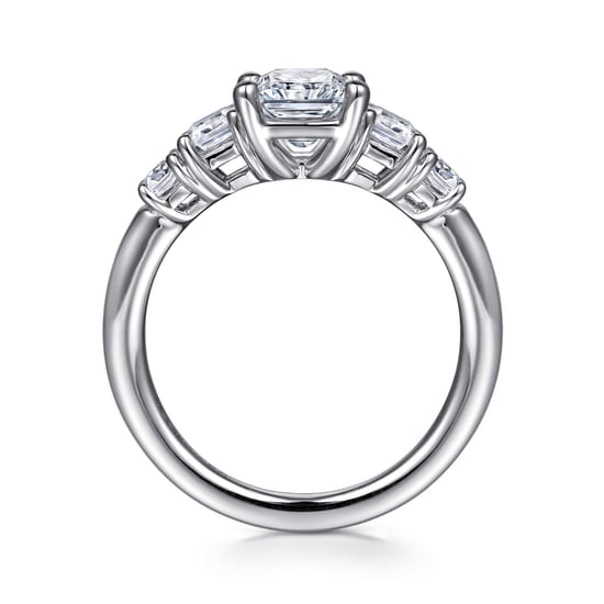 14K White Gold Five Stone Radiant Cut Diamond Engagement Ring angle 2