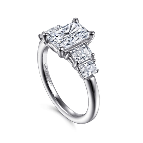14K White Gold Five Stone Radiant Cut Diamond Engagement Ring