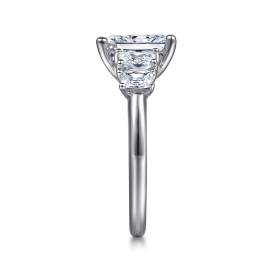 14K White Gold Five Stone Radiant Cut Diamond Engagement Ring angle 5