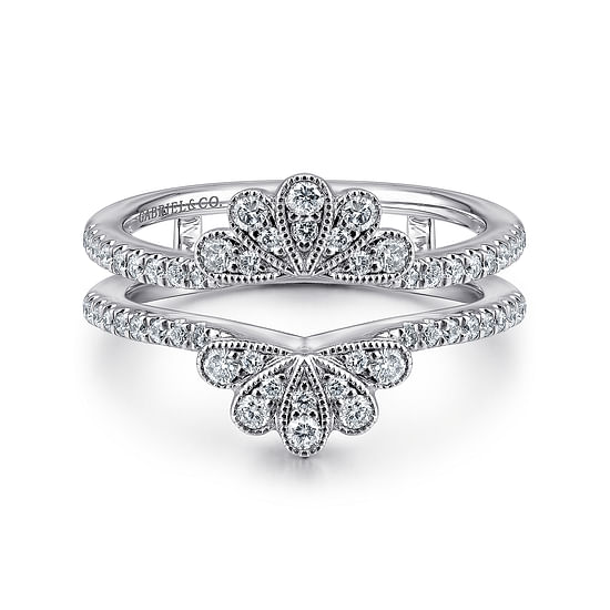 Gabriel - 14K White Gold Floral Diamond Ring Enhancer