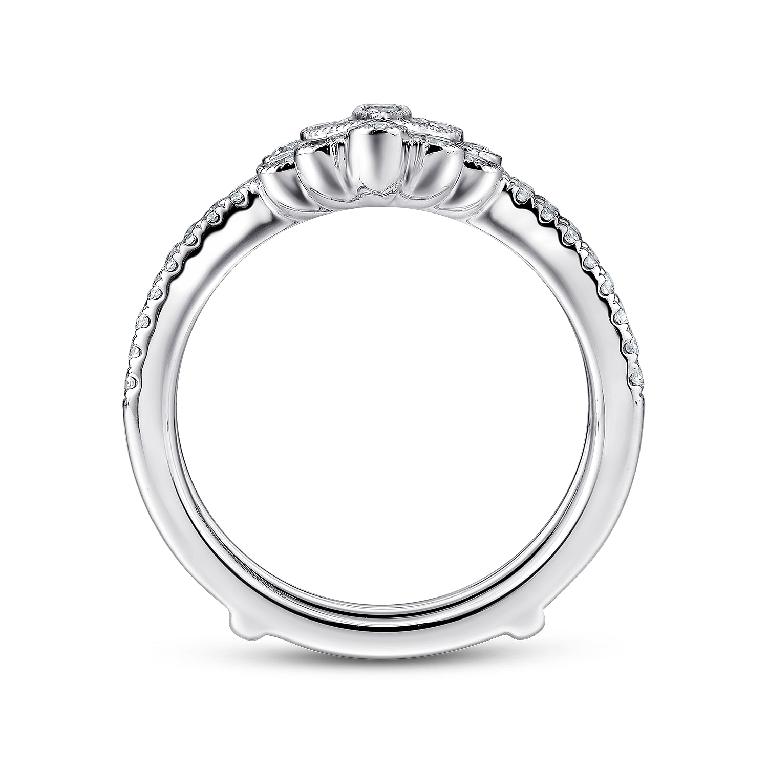 14K White Gold Floral Diamond Ring Enhancer