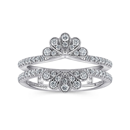 14K White Gold Floral Diamond Ring Enhancer