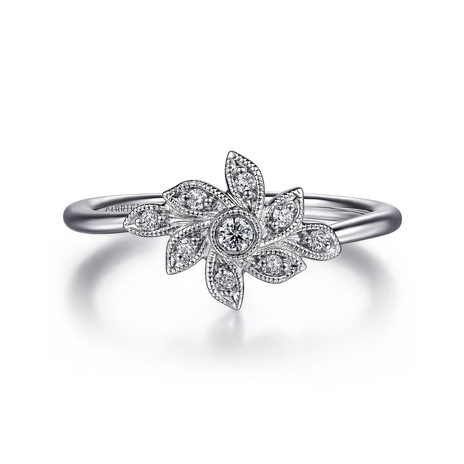 Gabriel - 14K White Gold Floral Diamond Ring