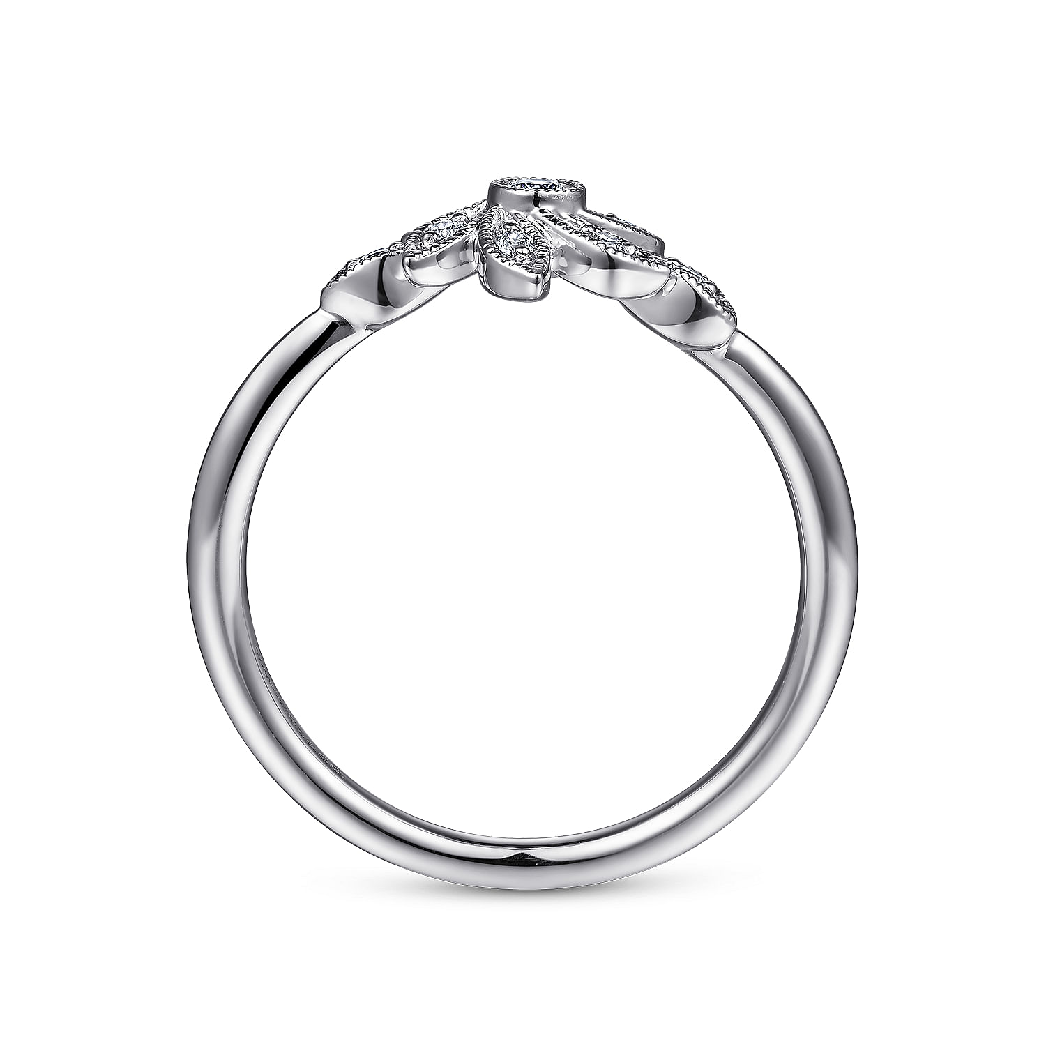 14K White Gold Floral Diamond Ring