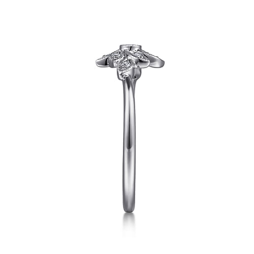 14K White Gold Floral Diamond Ring