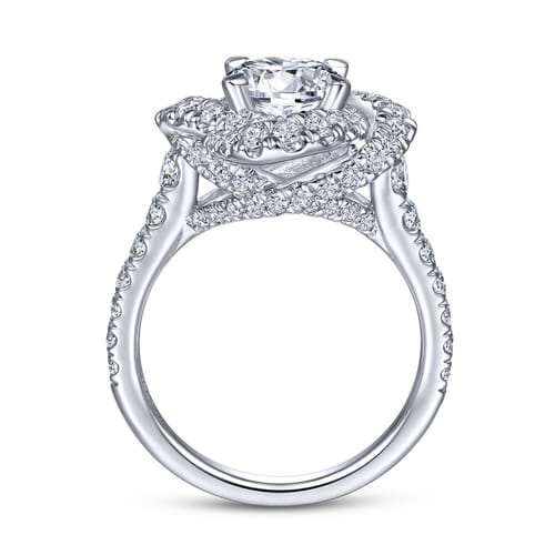 14K White Gold Floral Halo Round Diamond Engagement Ring 14K White Gold Floral Halo Round Diamond Engagement Ring