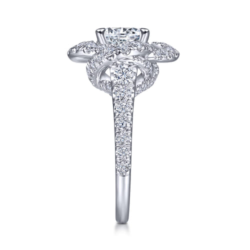 14K White Gold Floral Halo Round Diamond Engagement Ring 14K White Gold Floral Halo Round Diamond Engagement Ring