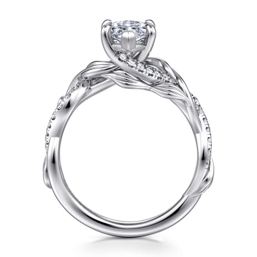 14K White Gold Floral Marquise Shape Diamond Engagement Ring 14K White Gold Floral Marquise Shape Diamond Engagement Ring
