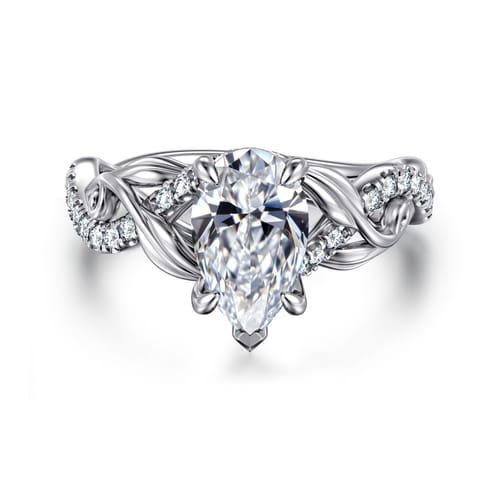 14K White Gold Floral Pear Shape Diamond Engagement Ring 14K White Gold Floral Pear Shape Diamond Engagement Ring