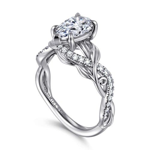 14K White Gold Floral Pear Shape Diamond Engagement Ring 14K White Gold Floral Pear Shape Diamond Engagement Ring