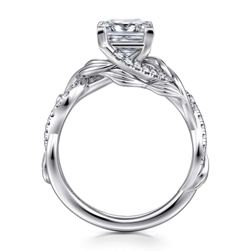 14K White Gold Floral Princess Cut Diamond Engagement Ring 14K White Gold Floral Princess Cut Diamond Engagement Ring