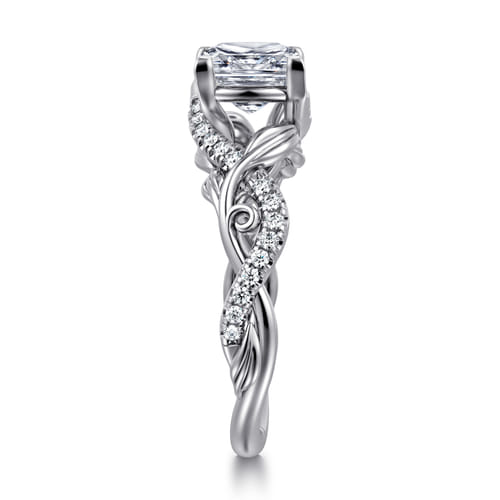14K White Gold Floral Princess Cut Diamond Engagement Ring 14K White Gold Floral Princess Cut Diamond Engagement Ring
