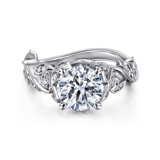 Gabriel - 14K White Gold Floral Round Diamond Engagement Ring Gabriel - 14K White Gold Floral Round Diamond Engagement Ring